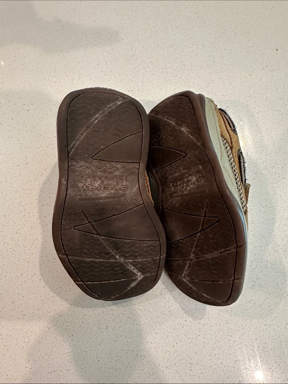 Sperry Kids Tan Leather Moccasin Hook-and-Loop Shoes